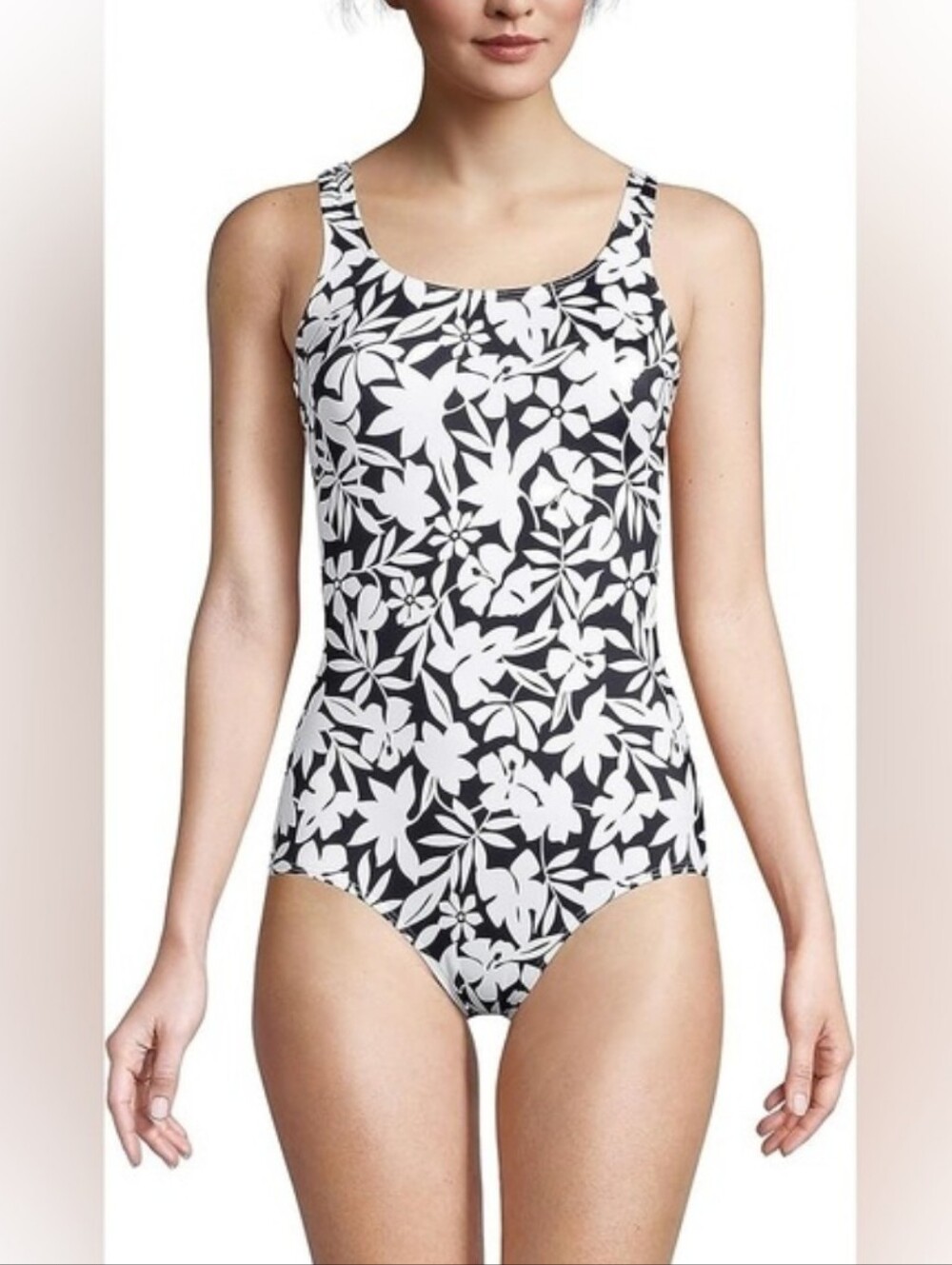 NWOT Lands’ End Chlorine Resistant Tugless One Piece Swimsuit sz M (10-12)